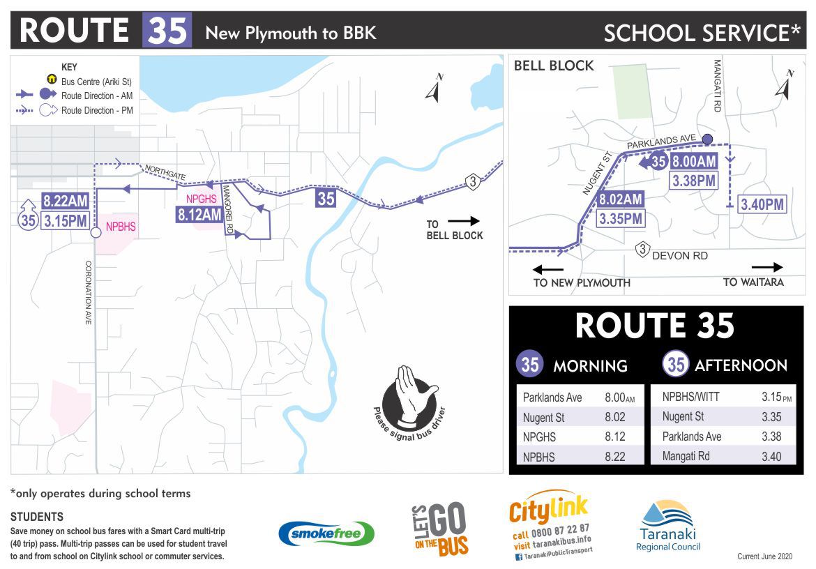 Route 35 - Bell Block to NPBHS / Taranaki Regional Council