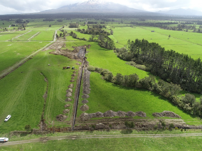 5 Diverson 2 Derby Rd in foreground Mt Taranaki in background from drone 29 10 2019