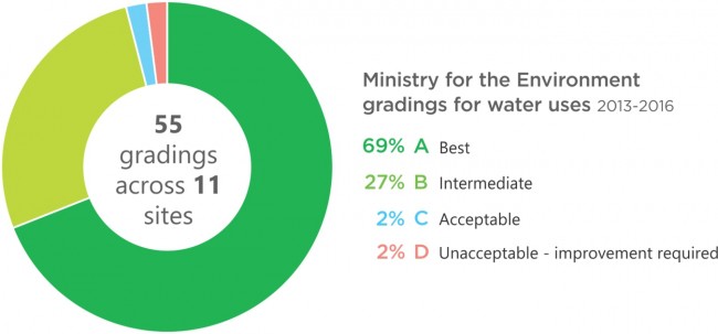 Ministry for the Environment gradings for water uses. 