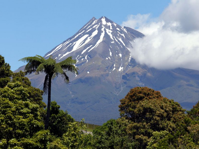 Taranaki Maunga and cloud Mountain and cloud