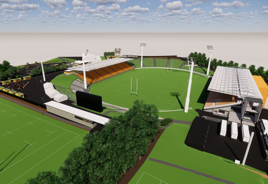 Artist's impression of repaired and refurbished Yarrow Stadium Artist's impression of repaired and refurbished Yarrow Stadium