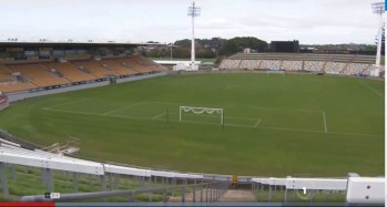 Yarrow Stadium set up for soccer (from TV1 News item May 2019).