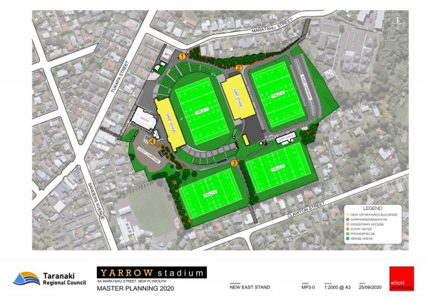 Yarrow Stadium is to get a new East Stand as part of changes announced today to the repair and refurbishment project. 