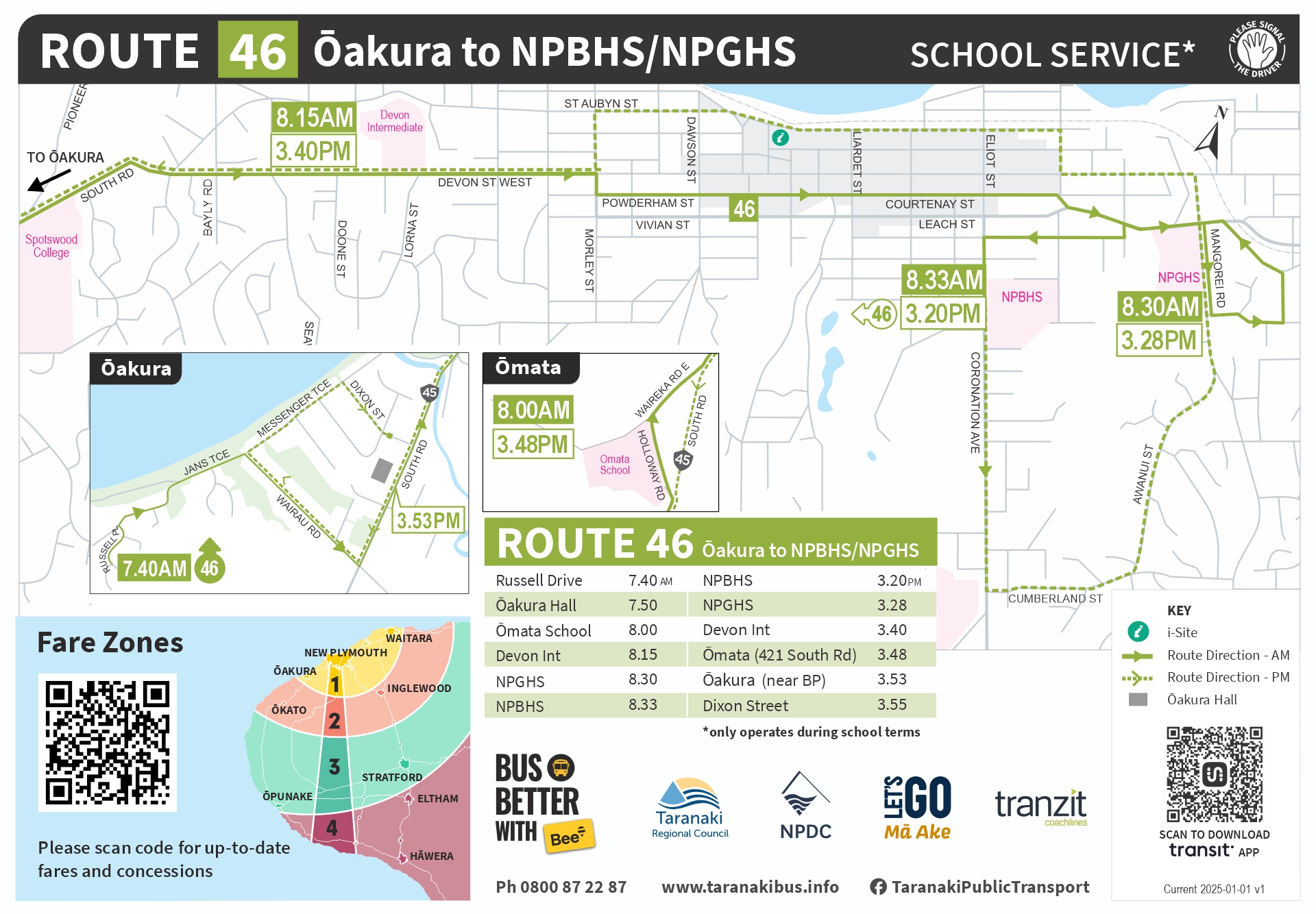 Schoolbus R46 Oakura to NPBHS v1 FINAL 2025 01 01